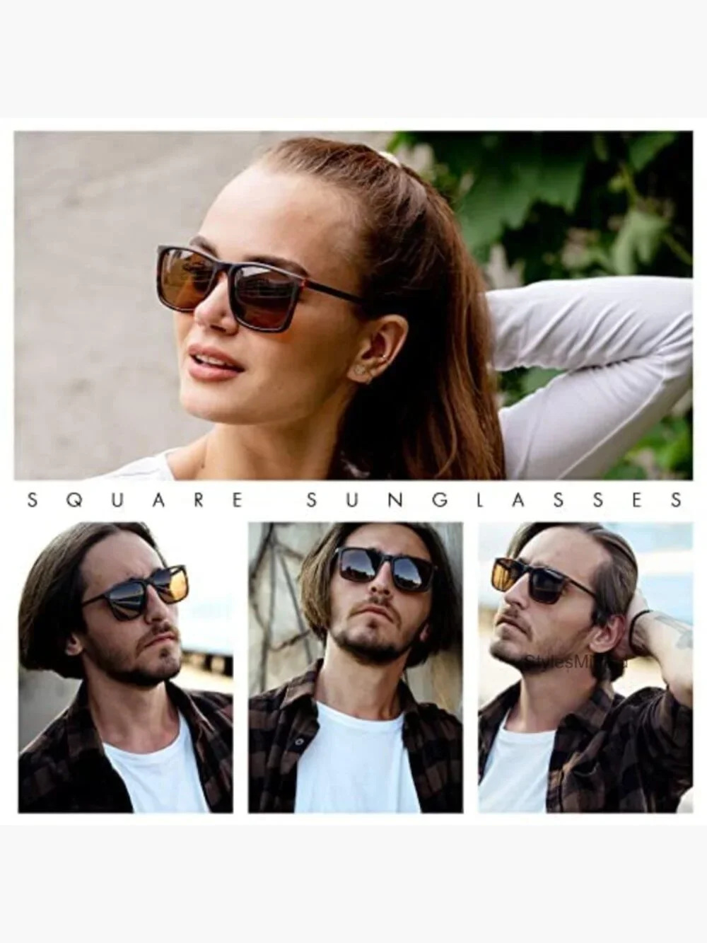 Retro Square Polarized Driving Sunglasses UV Protection Classic Men